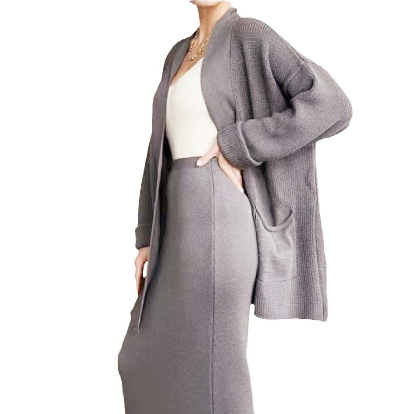 Damer Elegant Stickat Set med Ryggsprickor och Lätt Passform Eva Jonsson-Eva Jonsson