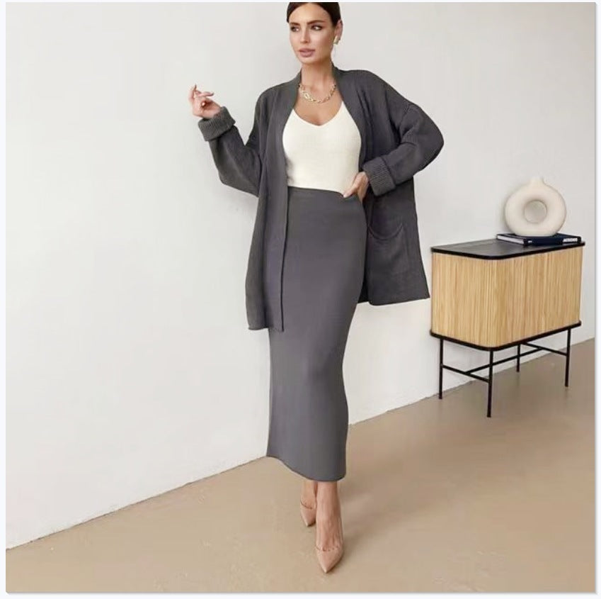 Damer Elegant Stickat Set med Ryggsprickor och Lätt Passform Eva Jonsson-Eva Jonsson