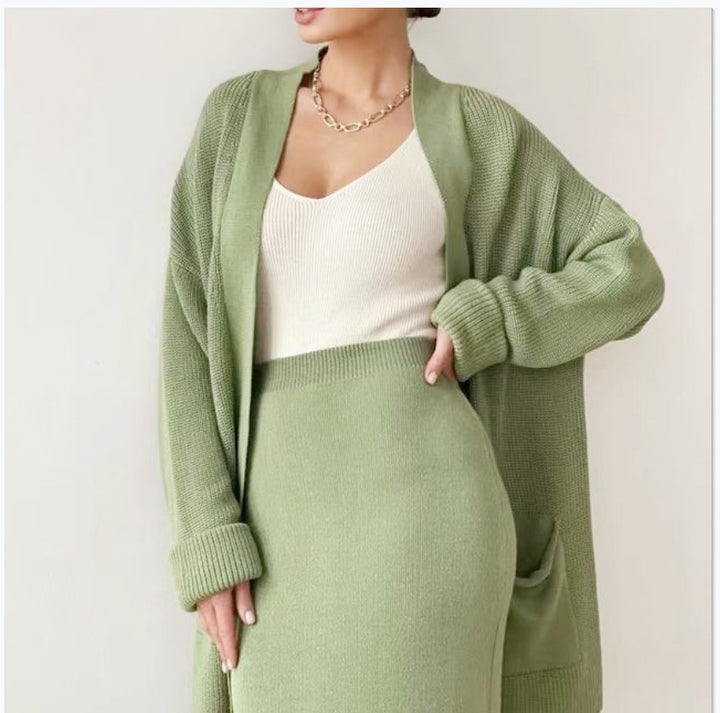 Damer Elegant Stickat Set med Ryggsprickor och Lätt Passform Eva Jonsson-Eva Jonsson