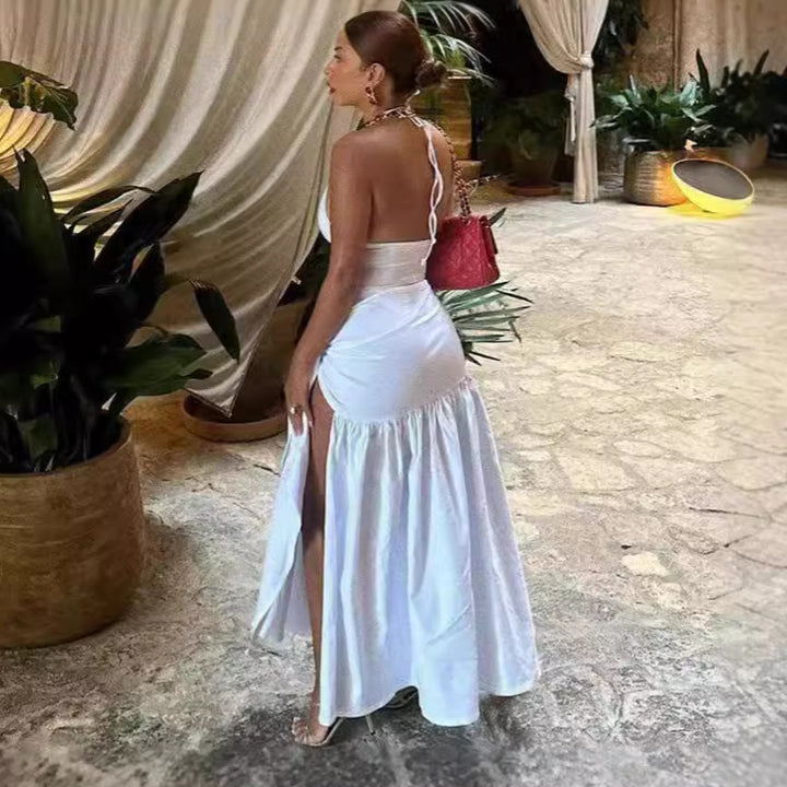Damer Elegant Strandklänning med sidoflik och djup V-ringning Mirla-Eva Jonsson