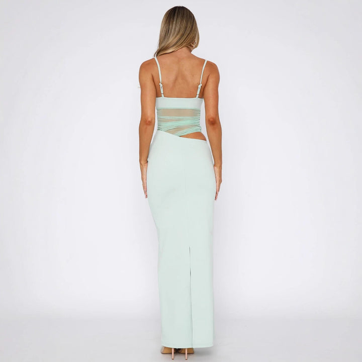 Damer Elegant Stretch Maxiklänning med transparenta insatser och spaghetti band Mirla-Eva Jonsson