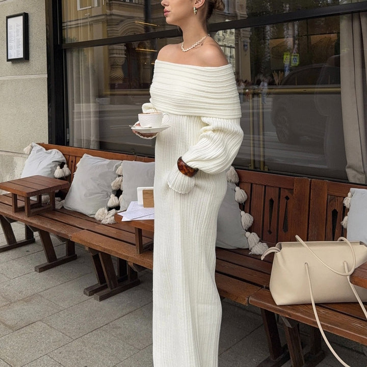Damer Elegant Strick-Maxiklänning med axelbar design Mirla-Eva Jonsson
