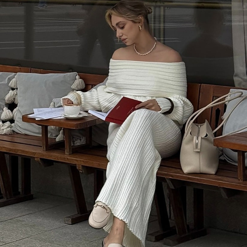 Damer Elegant Strick-Maxiklänning med axelbar design Mirla-Eva Jonsson