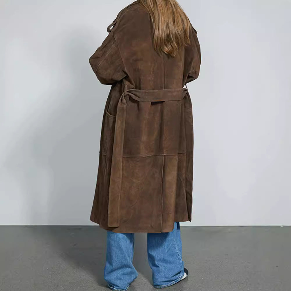 Damer Elegant Suede-Trenchcoat med generös passform Mirla-Eva Jonsson