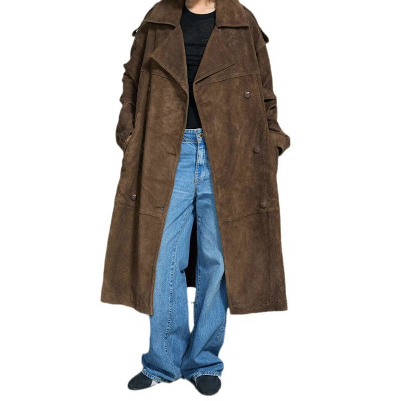Damer Elegant Suede-Trenchcoat med generös passform Mirla-Eva Jonsson