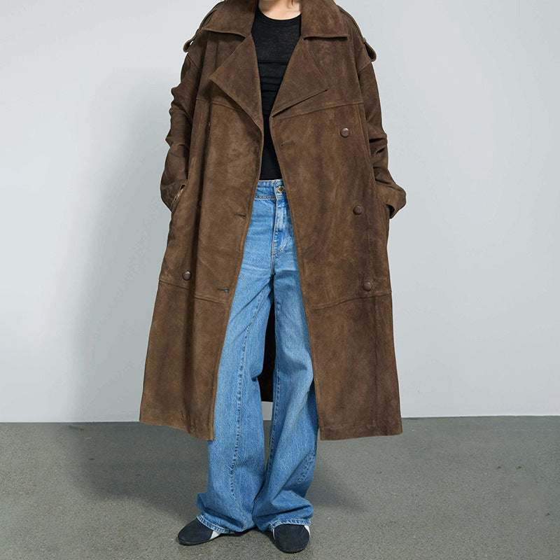 Damer Elegant Suede-Trenchcoat med generös passform Mirla-Eva Jonsson