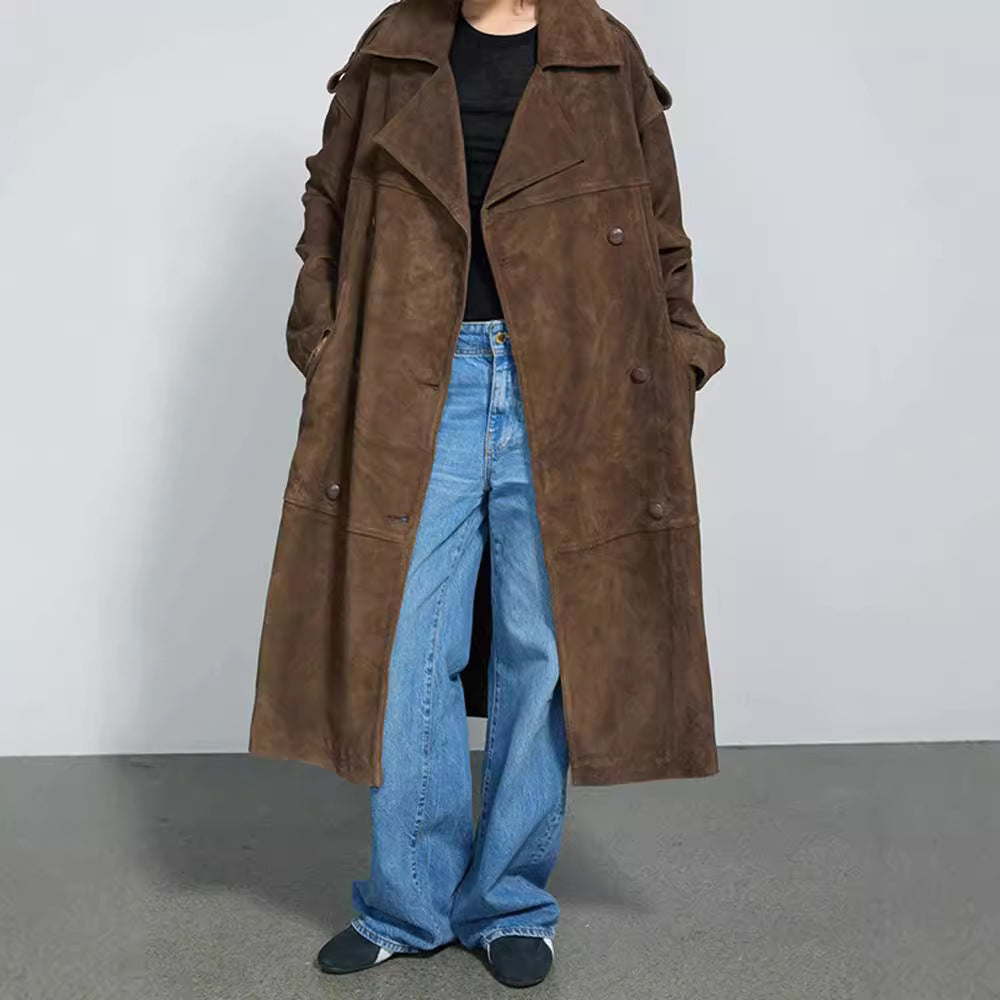 Damer Elegant Suede-Trenchcoat med generös passform Mirla-Eva Jonsson