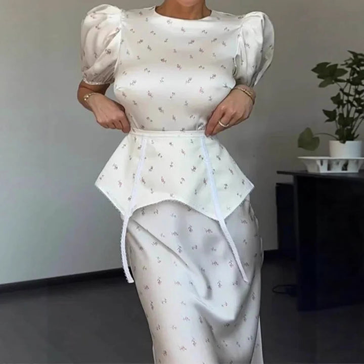 Damer Elegant Topp med Puffärmar och Leken Midjedetalj-Eva Jonsson