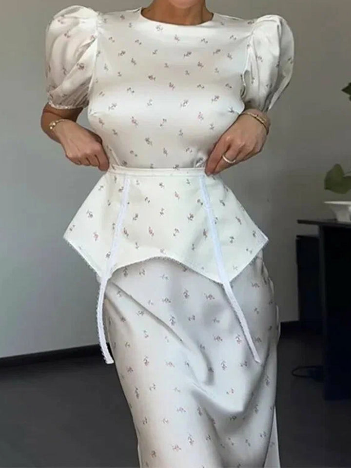 Damer Elegant Topp med Puffärmar och Leken Midjedetalj-Eva Jonsson