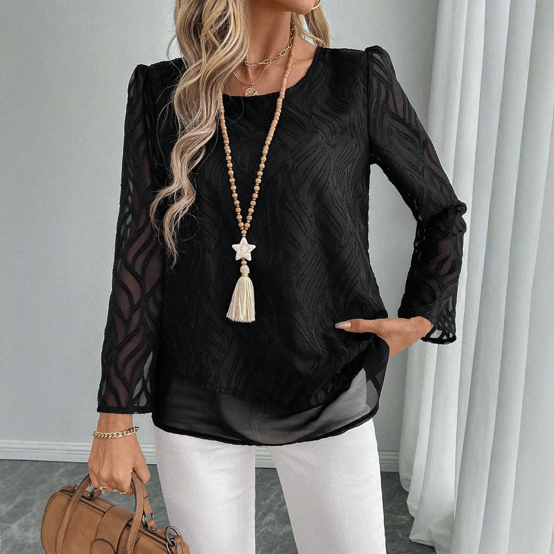 Damer Elegant Transparent Blus med Vågigt Mönster Mirla-Eva Jonsson