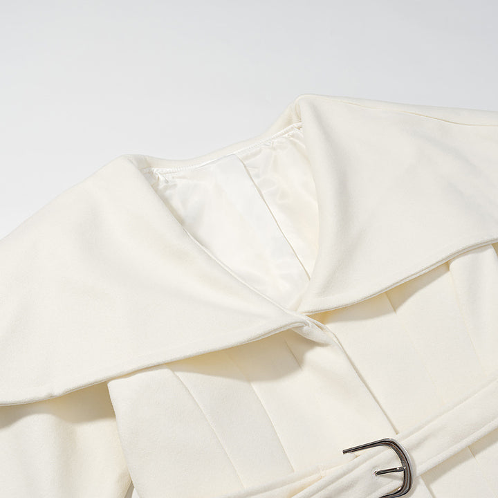 Damer Elegant Trench Coat med Överdimensionerad Krage och Justerbart Midjebälte Mirla-Eva Jonsson