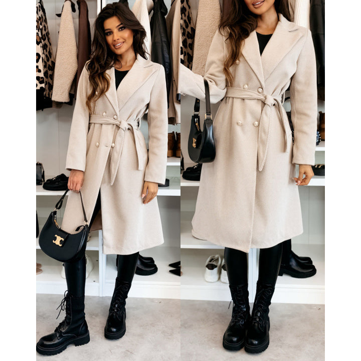 Damer Elegant Trenchcoat med asymmetrisk skärning och bälte Mirla-Eva Jonsson