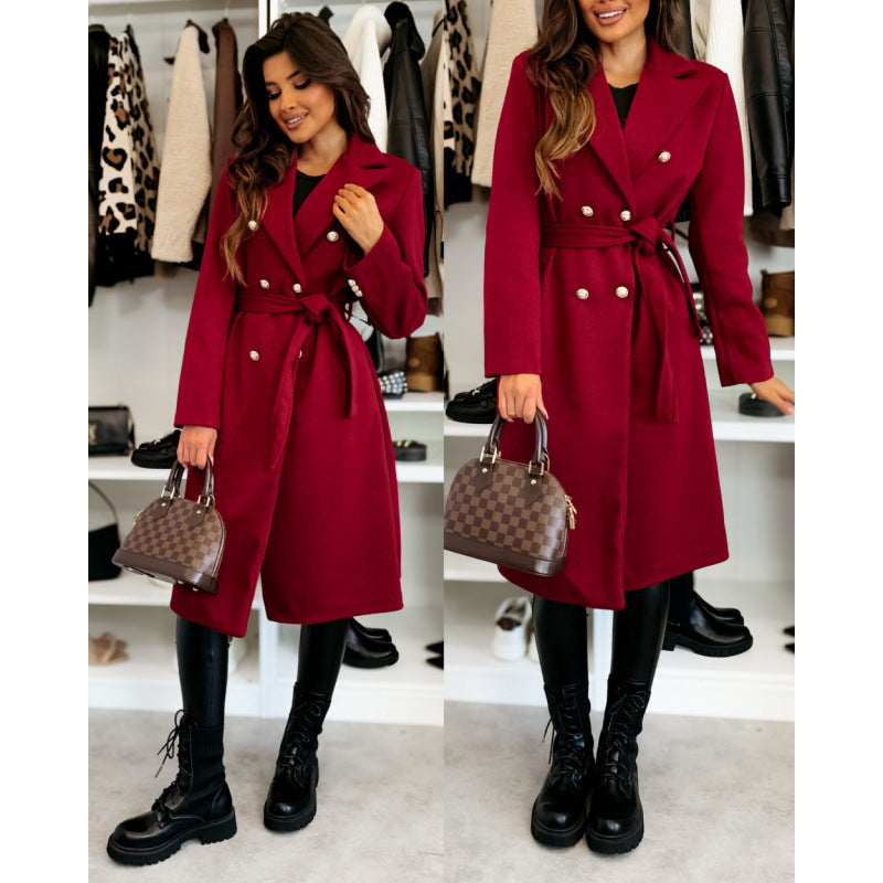 Damer Elegant Trenchcoat med asymmetrisk skärning och bälte Mirla-Eva Jonsson