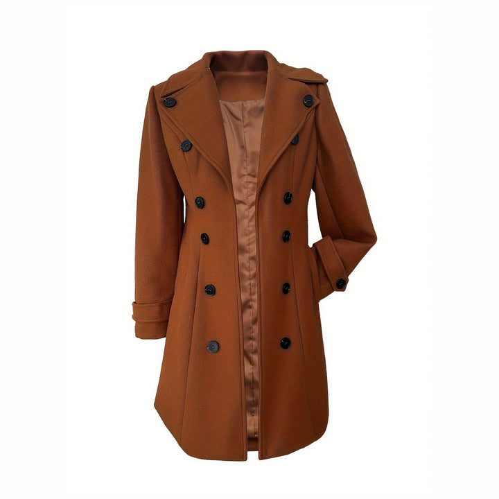 Damer Elegant Trenchcoat med dubbel knapprad och hög krage Eva Jonsson-Eva Jonsson