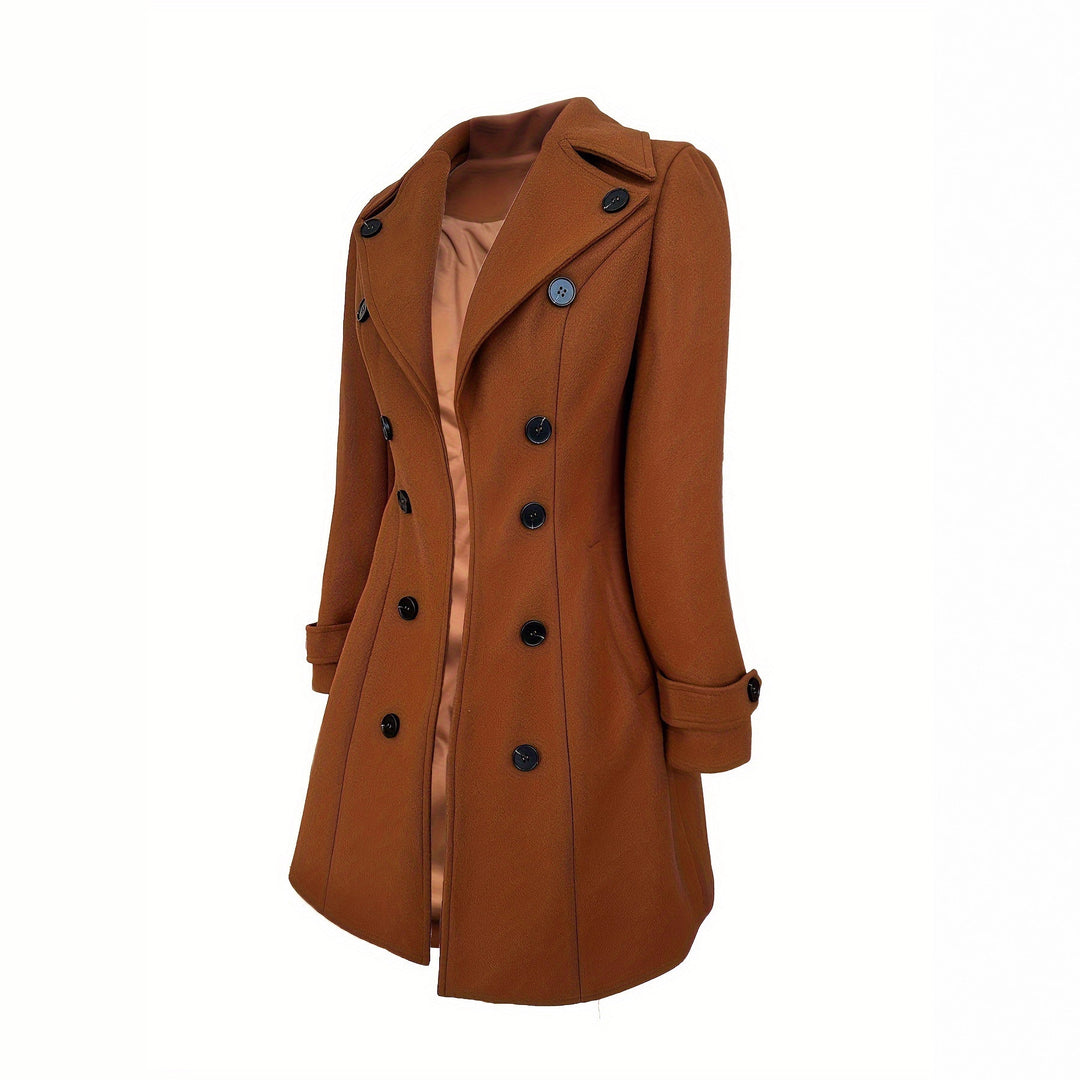 Damer Elegant Trenchcoat med dubbel knapprad och hög krage Eva Jonsson-Eva Jonsson