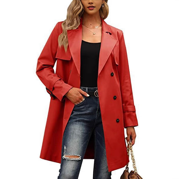 Damer Elegant Trenchcoat med dubbelknapprad och stilkrage Mirla-Eva Jonsson