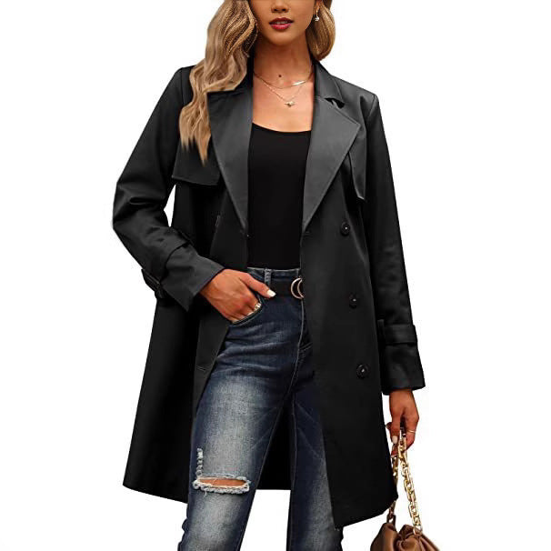 Damer Elegant Trenchcoat med dubbelknapprad och stilkrage Mirla-Eva Jonsson