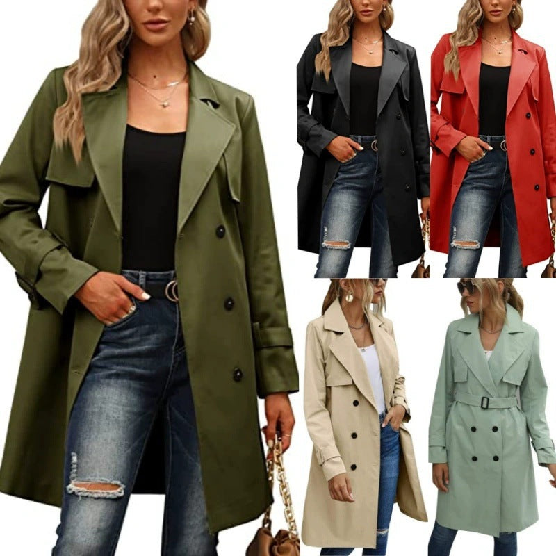 Damer Elegant Trenchcoat med dubbelknapprad och stilkrage Mirla-Eva Jonsson