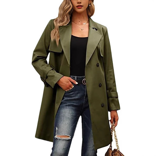 Damer Elegant Trenchcoat med dubbelknapprad och stilkrage Mirla-Eva Jonsson