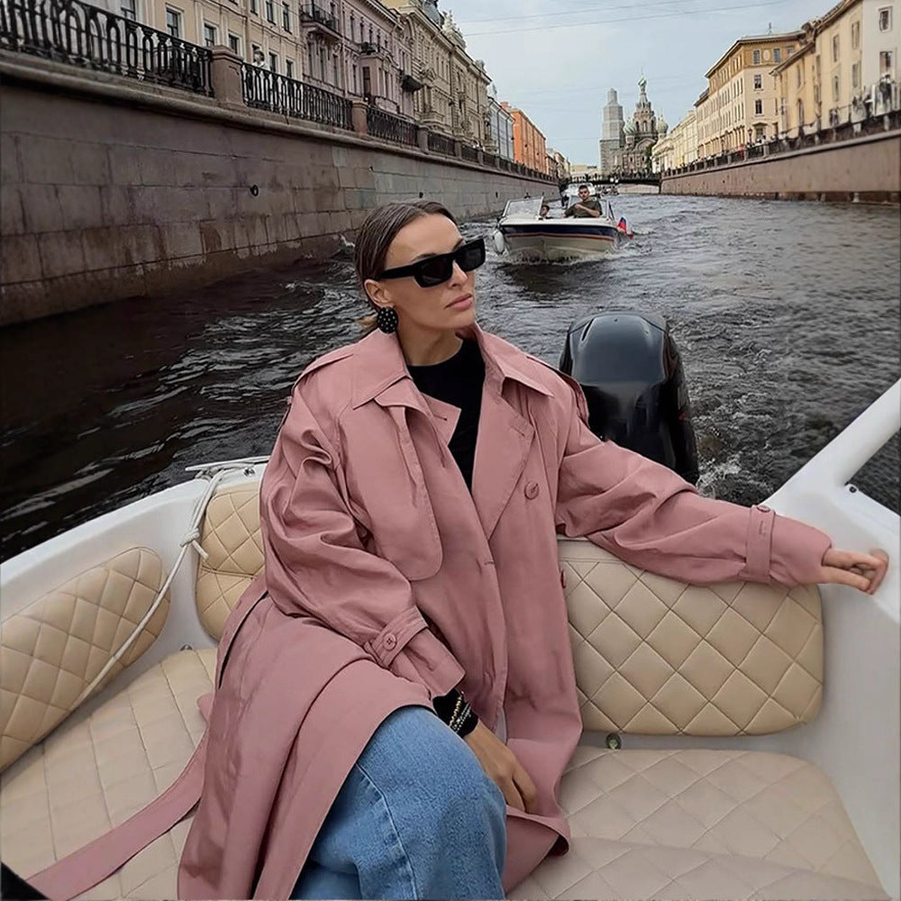 Damer Elegant Trenchcoat med hög krage och sidofickor Mirla-Eva Jonsson