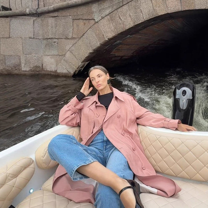 Damer Elegant Trenchcoat med hög krage och sidofickor Mirla-Eva Jonsson