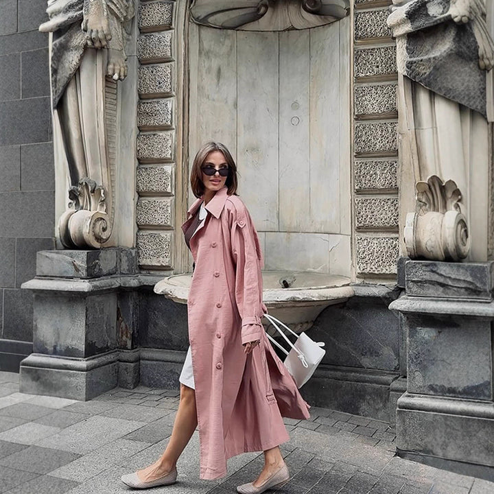 Damer Elegant Trenchcoat med hög krage och sidofickor Mirla-Eva Jonsson