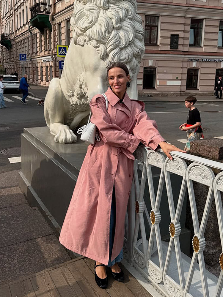 Damer Elegant Trenchcoat med hög krage och sidofickor Mirla-Eva Jonsson