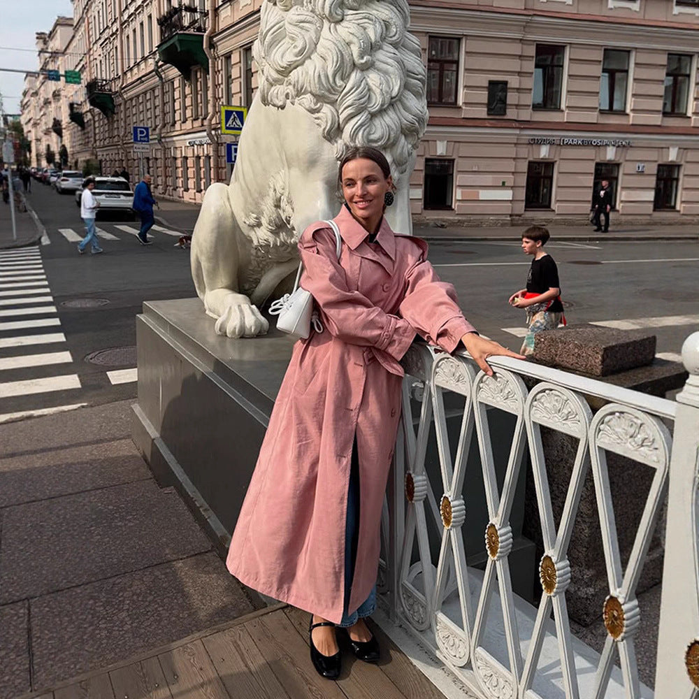 Damer Elegant Trenchcoat med hög krage och sidofickor Mirla-Eva Jonsson
