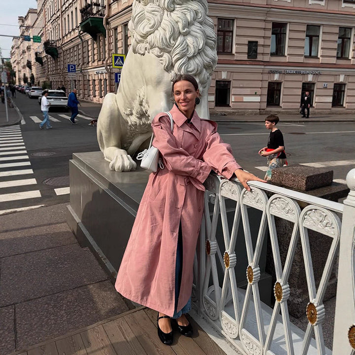 Damer Elegant Trenchcoat med hög krage och sidofickor Mirla-Eva Jonsson