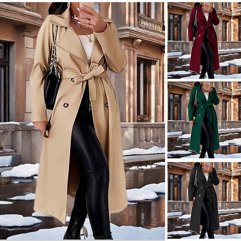 Damer Elegant Trenchcoat med midjeband och dubbelknäppta detaljer Mirla-Eva Jonsson
