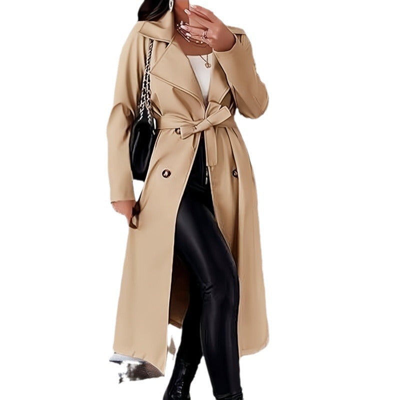 Damer Elegant Trenchcoat med midjeband och dubbelknäppta detaljer Mirla-Eva Jonsson