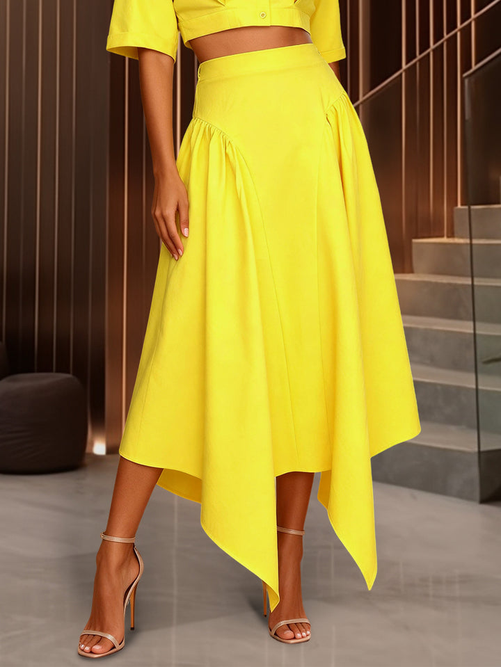 Damer Elegant Tvådelat Set med cropped Blus och svängande Kjol Mirla-Eva Jonsson