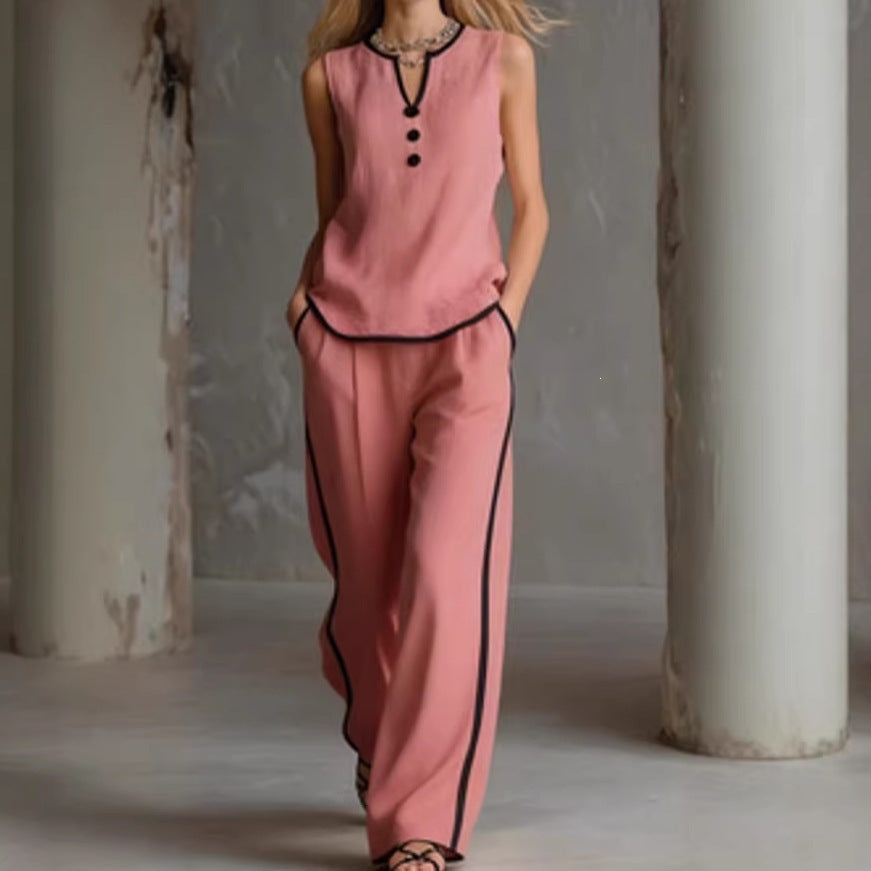 Damer Elegant Tvådelat Set med snygg Överdel och Vid Byxa Mirla-Eva Jonsson