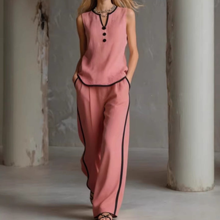 Damer Elegant Tvådelat Set med snygg Överdel och Vid Byxa Mirla-Eva Jonsson