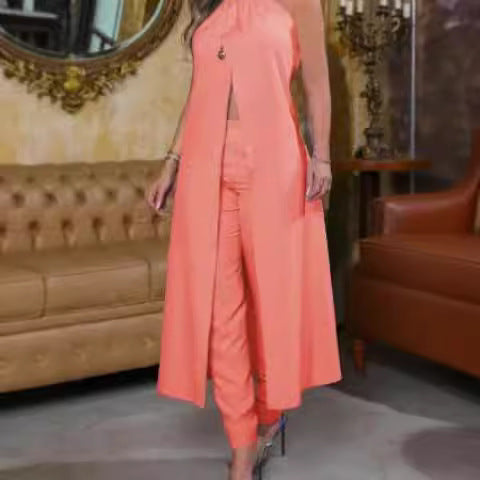 Damer Elegant Tvådelat set med stilig kappa och cropped byxor Mirla-Eva Jonsson