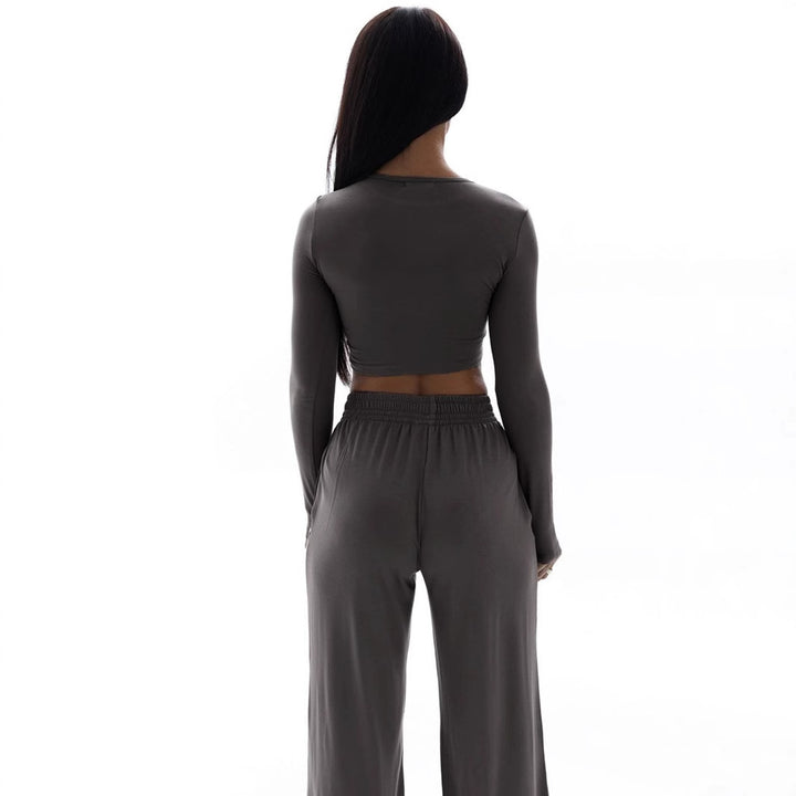 Damer Elegant Tvådels Set med cropped topp och vida byxor Mirla-Eva Jonsson