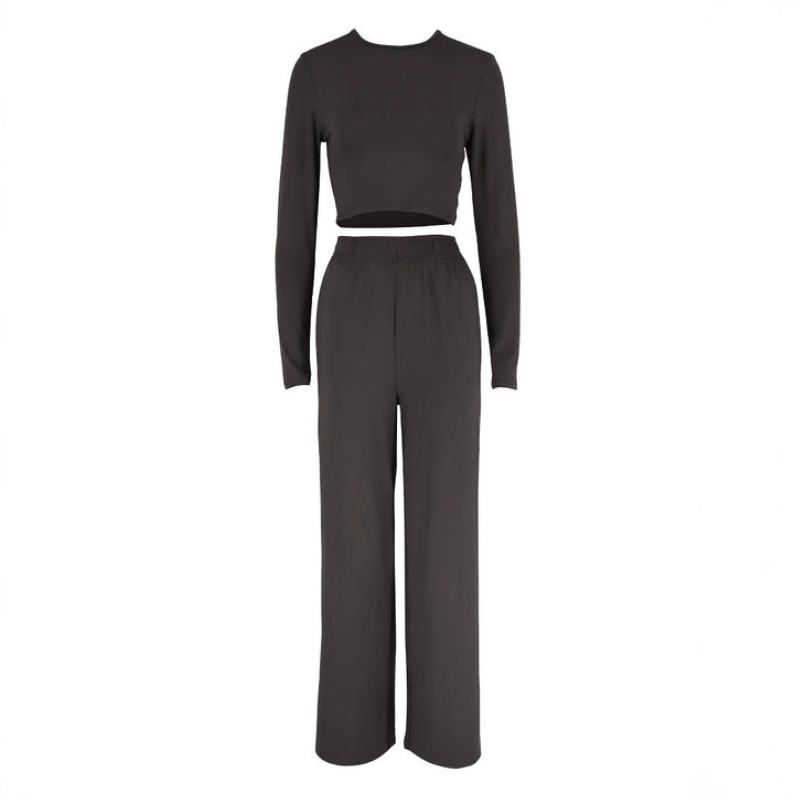 Damer Elegant Tvådels Set med cropped topp och vida byxor Mirla-Eva Jonsson