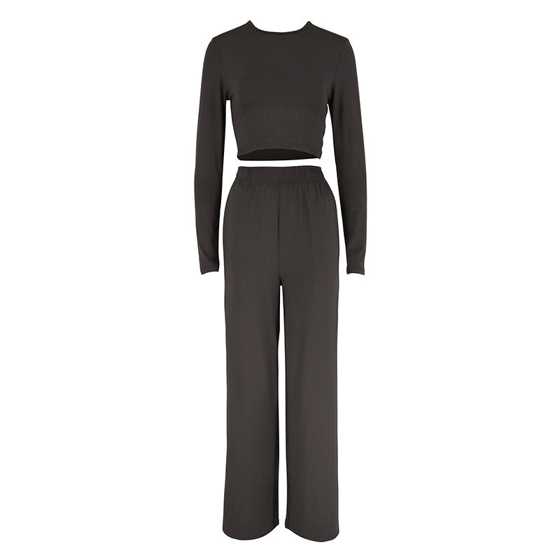 Damer Elegant Tvådels Set med cropped topp och vida byxor Mirla-Eva Jonsson