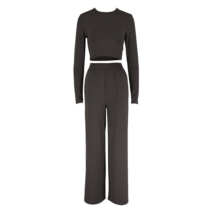 Damer Elegant Tvådels Set med cropped topp och vida byxor Mirla-Eva Jonsson