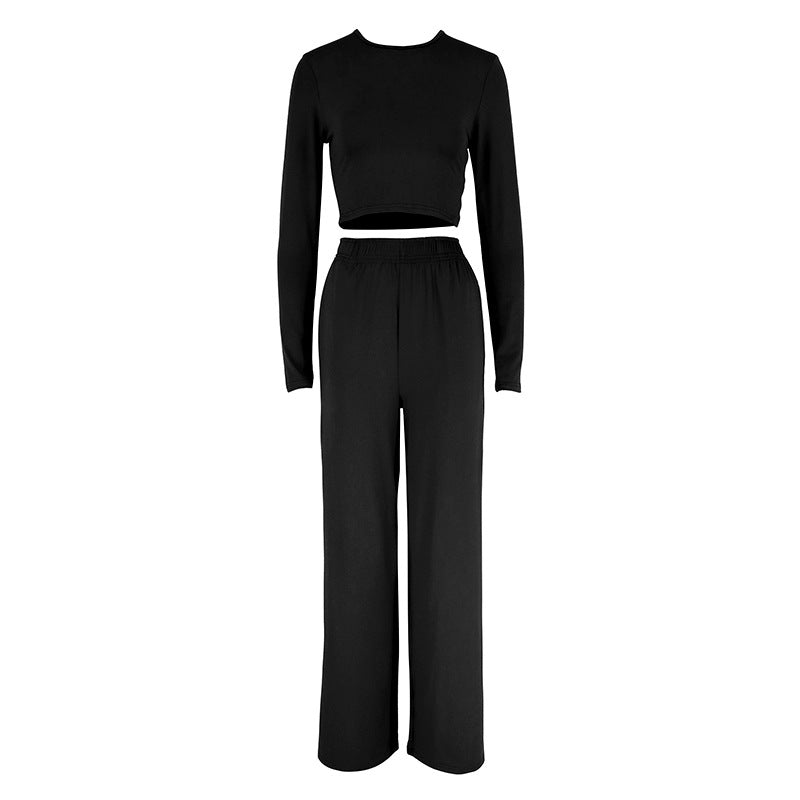 Damer Elegant Tvådels Set med cropped topp och vida byxor Mirla-Eva Jonsson