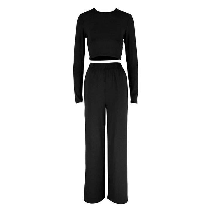 Damer Elegant Tvådels Set med cropped topp och vida byxor Mirla-Eva Jonsson