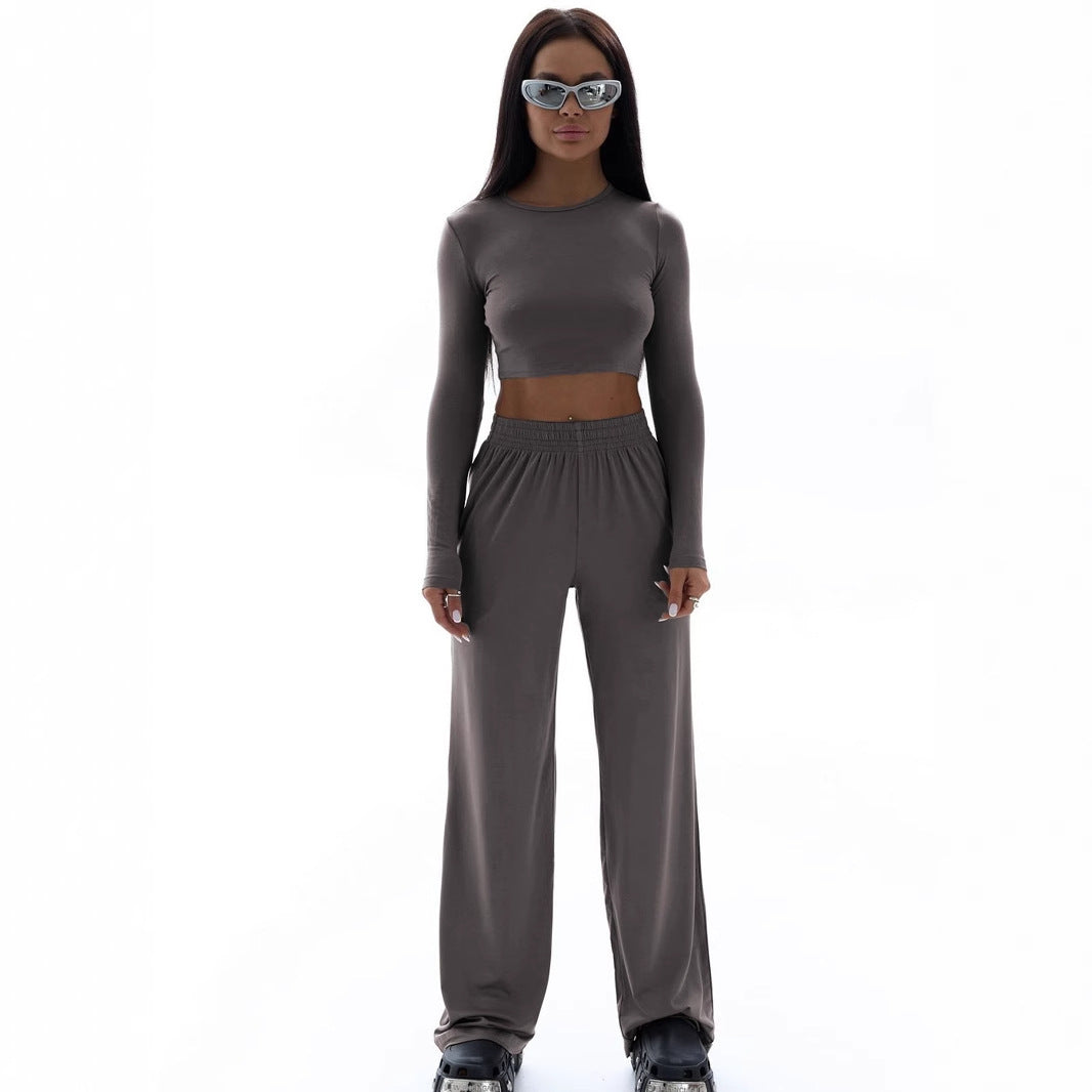 Damer Elegant Tvådels Set med cropped topp och vida byxor Mirla-Eva Jonsson