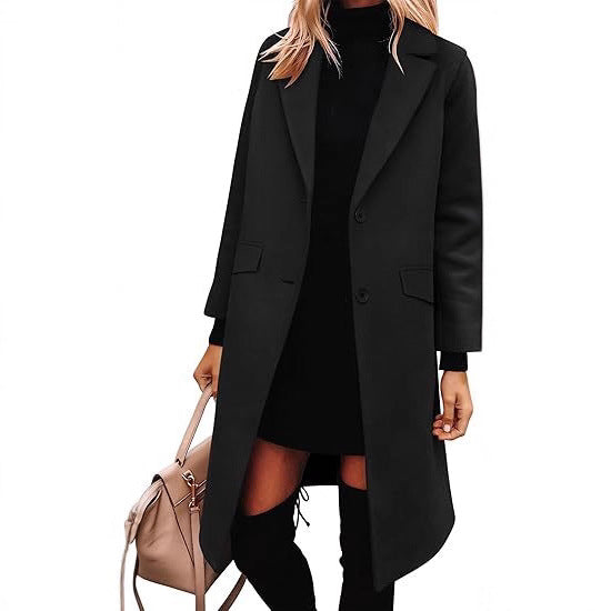 Damer Elegant Ull-Trenchcoat med klassisk Revers Mirla-Eva Jonsson