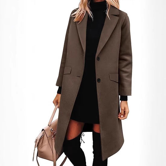 Damer Elegant Ull-Trenchcoat med klassisk Revers Mirla-Eva Jonsson