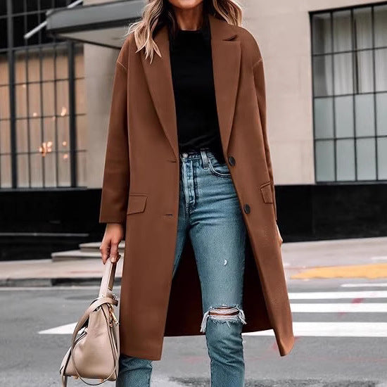 Damer Elegant Ull-Trenchcoat med klassisk Revers Mirla-Eva Jonsson
