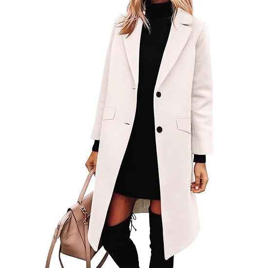 Damer Elegant Ull-Trenchcoat med klassisk Revers Mirla-Eva Jonsson