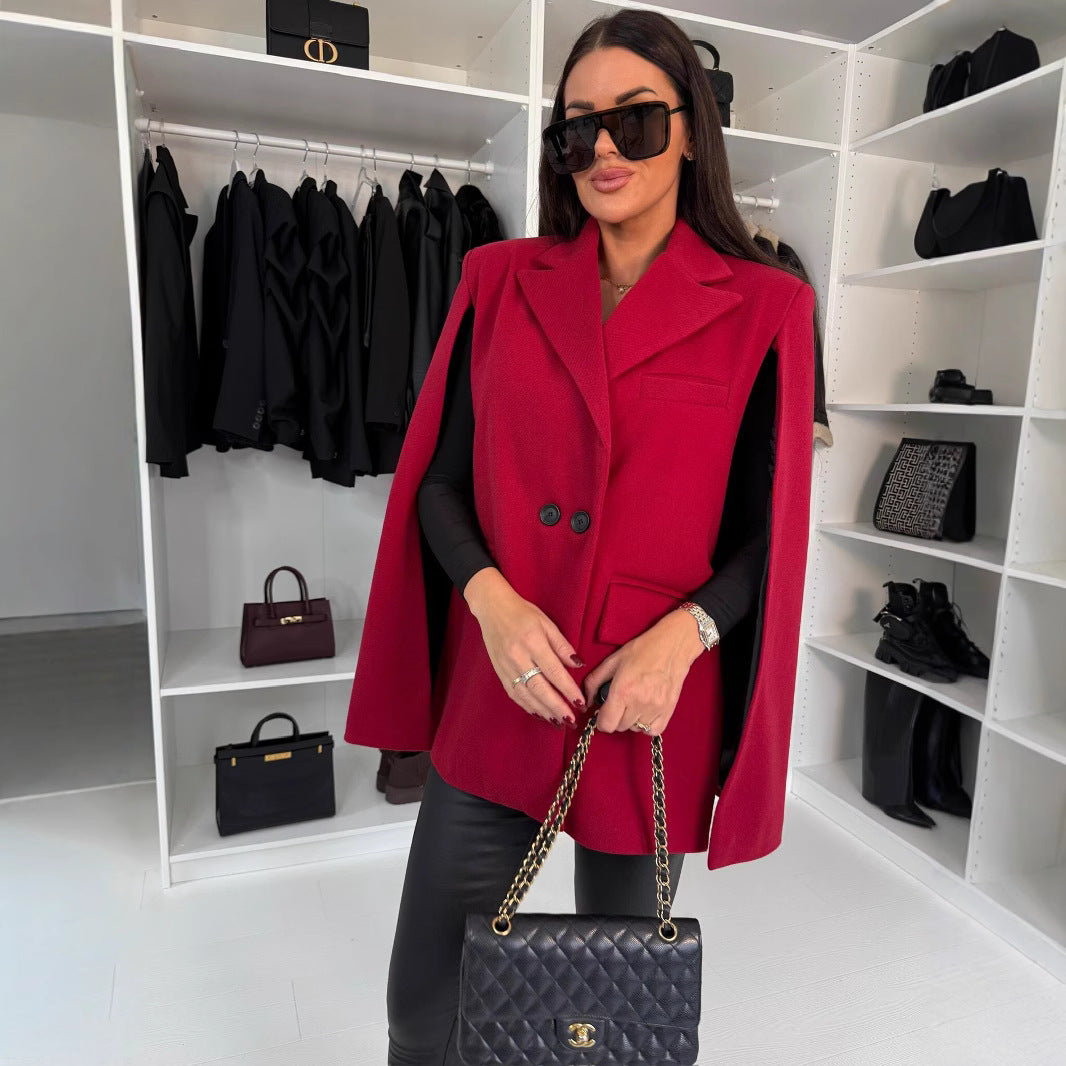 Damer Elegant Ull-Väst med Huva och Dubbla Knappar Mirla-Eva Jonsson