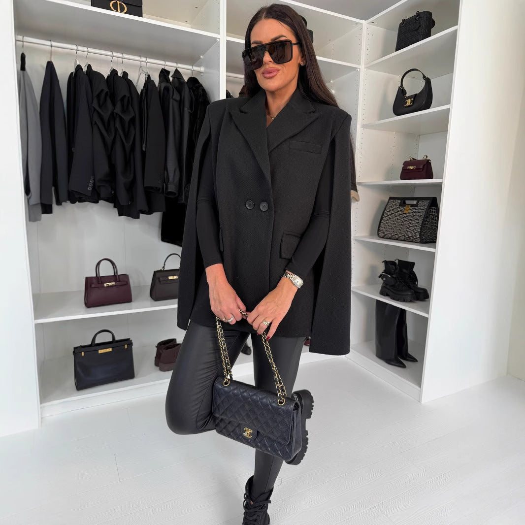 Damer Elegant Ull-Väst med Huva och Dubbla Knappar Mirla-Eva Jonsson