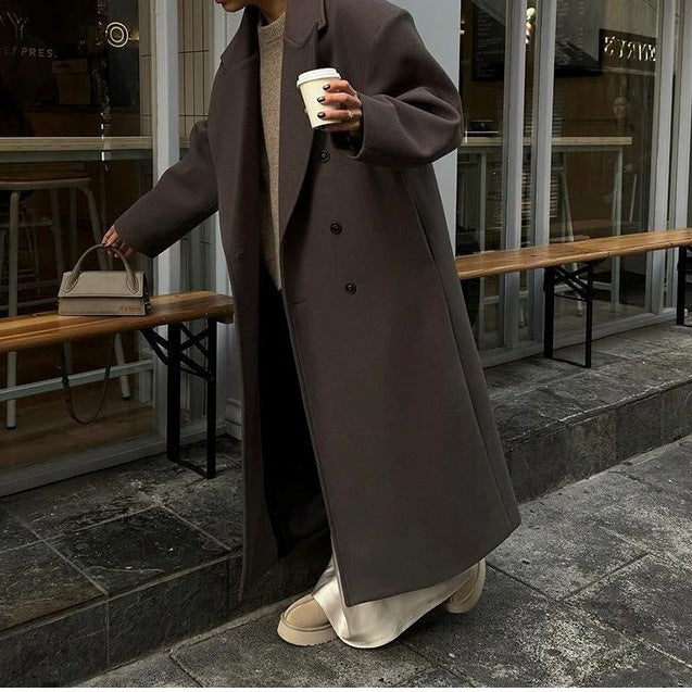 Damer Elegant Ullkapp i Dubbelknapp Stil Mirla-Eva Jonsson