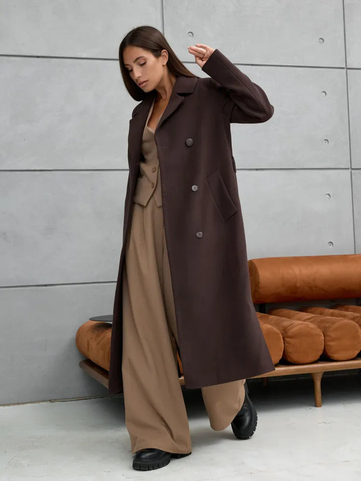 Damer Elegant Ullkappa i dubbelknäppt design Mirla-Eva Jonsson